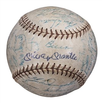 1956 World Series Champions New York Yankees Team Signed Baseball With 26 Signatures Including Mantle, Ford, and Berra (JSA)